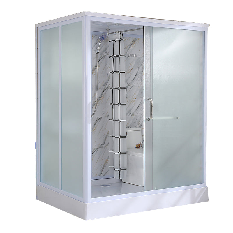Contemporary Shower Stall Frosted Tempered Glass Rectangle Shower Stall with Ceiling Clearhalo 'Bathroom Remodel & Bathroom Fixtures' 'Home Improvement' 'home_improvement' 'home_improvement_shower_stalls_enclosures' 'Shower Stalls & Enclosures' 'shower_stalls_enclosures' 'Showers & Bathtubs' 6644585