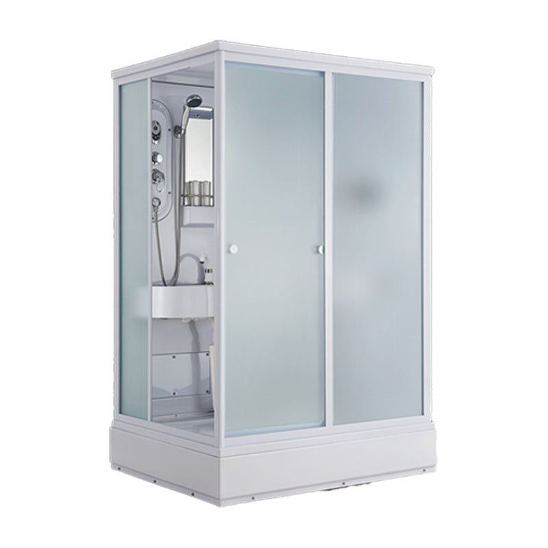 Contemporary Shower Stall Frosted Tempered Glass Rectangle Shower Stall with Ceiling Clearhalo 'Bathroom Remodel & Bathroom Fixtures' 'Home Improvement' 'home_improvement' 'home_improvement_shower_stalls_enclosures' 'Shower Stalls & Enclosures' 'shower_stalls_enclosures' 'Showers & Bathtubs' 6644587