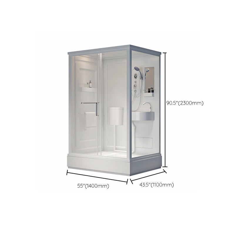 Contemporary Shower Stall Frosted Tempered Glass Rectangle Shower Stall with Ceiling Clearhalo 'Bathroom Remodel & Bathroom Fixtures' 'Home Improvement' 'home_improvement' 'home_improvement_shower_stalls_enclosures' 'Shower Stalls & Enclosures' 'shower_stalls_enclosures' 'Showers & Bathtubs' 6644591