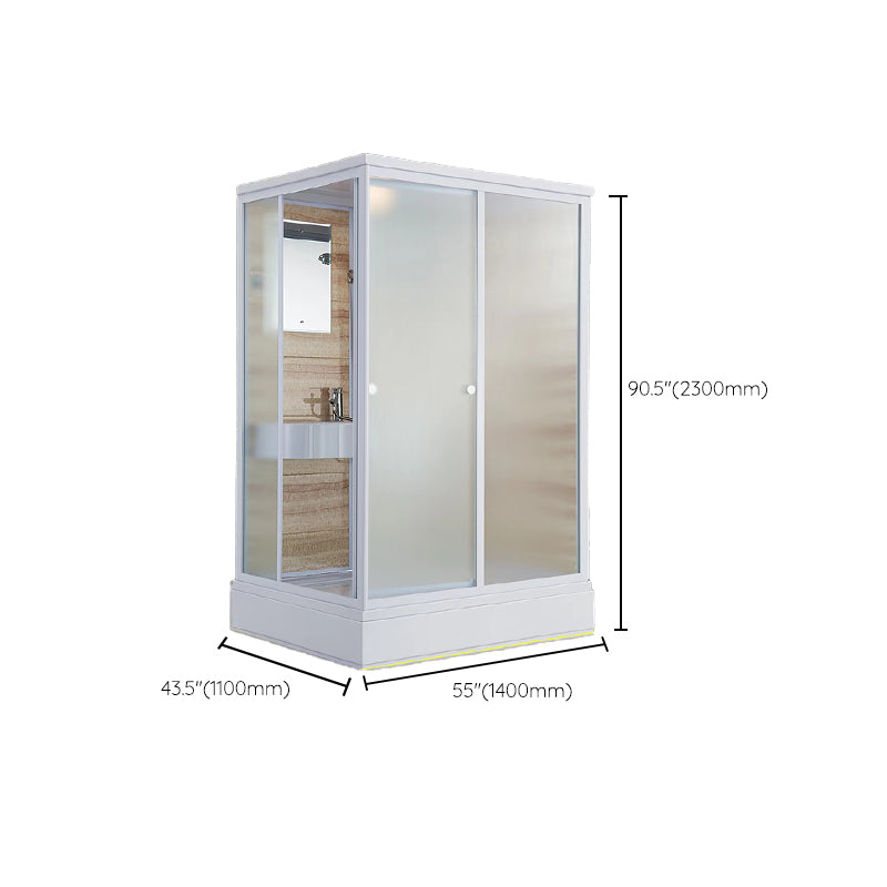 Contemporary Shower Stall Frosted Tempered Glass Rectangle Shower Stall with Ceiling Clearhalo 'Bathroom Remodel & Bathroom Fixtures' 'Home Improvement' 'home_improvement' 'home_improvement_shower_stalls_enclosures' 'Shower Stalls & Enclosures' 'shower_stalls_enclosures' 'Showers & Bathtubs' 6644592