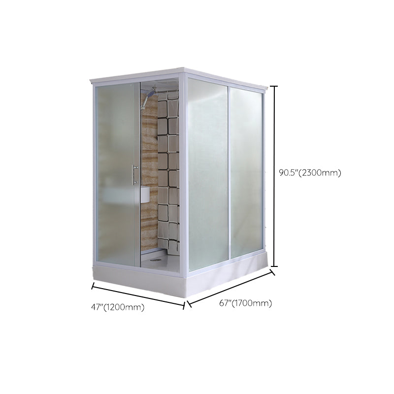 Contemporary Shower Stall Frosted Tempered Glass Rectangle Shower Stall with Ceiling Clearhalo 'Bathroom Remodel & Bathroom Fixtures' 'Home Improvement' 'home_improvement' 'home_improvement_shower_stalls_enclosures' 'Shower Stalls & Enclosures' 'shower_stalls_enclosures' 'Showers & Bathtubs' 6644594