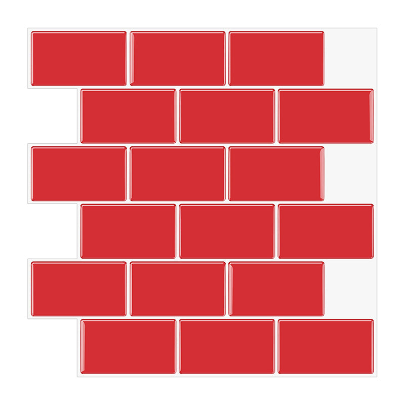 Plain Peel & Stick Tile Scratch Resistant Plastic Peel and Stick Subway Tile for Shower Red Clearhalo 'Flooring 'Home Improvement' 'home_improvement' 'home_improvement_peel_stick_blacksplash' 'Peel & Stick Backsplash Tile' 'peel_stick_blacksplash' 'Walls & Ceilings' Walls and Ceiling' 6644604