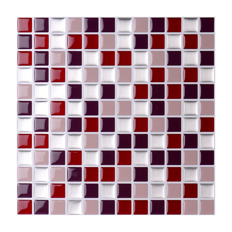 Peel and Stick Tile Square Stain Resistant Mosaic Peel and Stick Tile for Kitchen Red Clearhalo 'Flooring 'Home Improvement' 'home_improvement' 'home_improvement_peel_stick_blacksplash' 'Peel & Stick Backsplash Tile' 'peel_stick_blacksplash' 'Walls & Ceilings' Walls and Ceiling' 6644693
