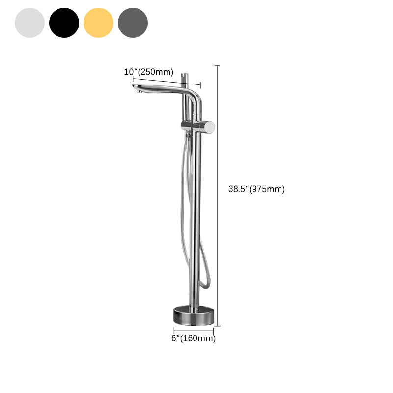 Contemporary Style Freestanding Faucet Copper Floor Mounted Freestanding Faucet Clearhalo 'Bathroom Remodel & Bathroom Fixtures' 'Bathtub Faucets' 'bathtub_faucets' 'Home Improvement' 'home_improvement' 'home_improvement_bathtub_faucets' 6645015