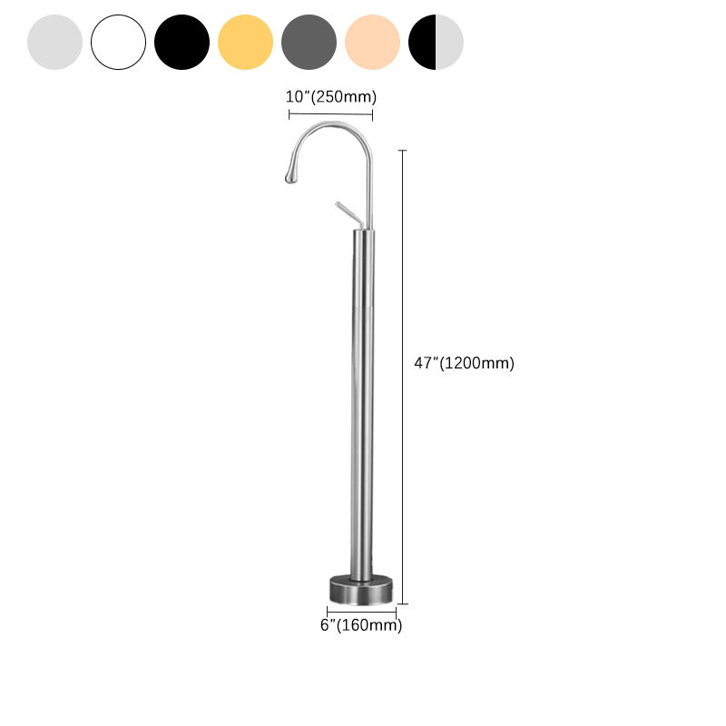 Contemporary Style Freestanding Faucet Copper Floor Mounted Freestanding Faucet Clearhalo 'Bathroom Remodel & Bathroom Fixtures' 'Bathtub Faucets' 'bathtub_faucets' 'Home Improvement' 'home_improvement' 'home_improvement_bathtub_faucets' 6645017