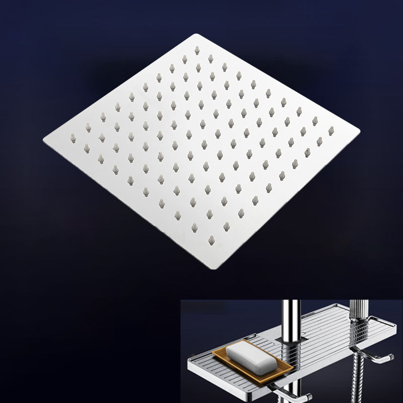 Modern Shower Head Combo Dual Shower Head Stainless Steel Wall-Mount Shower Head 8"L x 8"W Square Top Spray with Tray Clearhalo 'Bathroom Remodel & Bathroom Fixtures' 'Home Improvement' 'home_improvement' 'home_improvement_shower_heads' 'Shower Heads' 'shower_heads' 'Showers & Bathtubs Plumbing' 'Showers & Bathtubs' 6645028