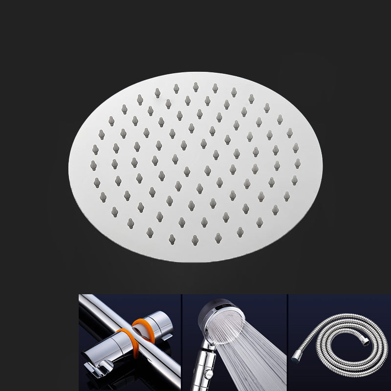 Modern Shower Head Combo Dual Shower Head Stainless Steel Wall-Mount Shower Head Round Top Spray with Shower and Hose Clearhalo 'Bathroom Remodel & Bathroom Fixtures' 'Home Improvement' 'home_improvement' 'home_improvement_shower_heads' 'Shower Heads' 'shower_heads' 'Showers & Bathtubs Plumbing' 'Showers & Bathtubs' 6645030