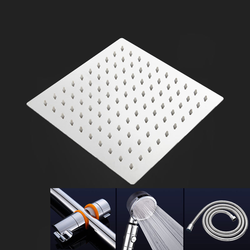 Modern Shower Head Combo Dual Shower Head Stainless Steel Wall-Mount Shower Head Square Top Spray with Shower and Hose Clearhalo 'Bathroom Remodel & Bathroom Fixtures' 'Home Improvement' 'home_improvement' 'home_improvement_shower_heads' 'Shower Heads' 'shower_heads' 'Showers & Bathtubs Plumbing' 'Showers & Bathtubs' 6645032
