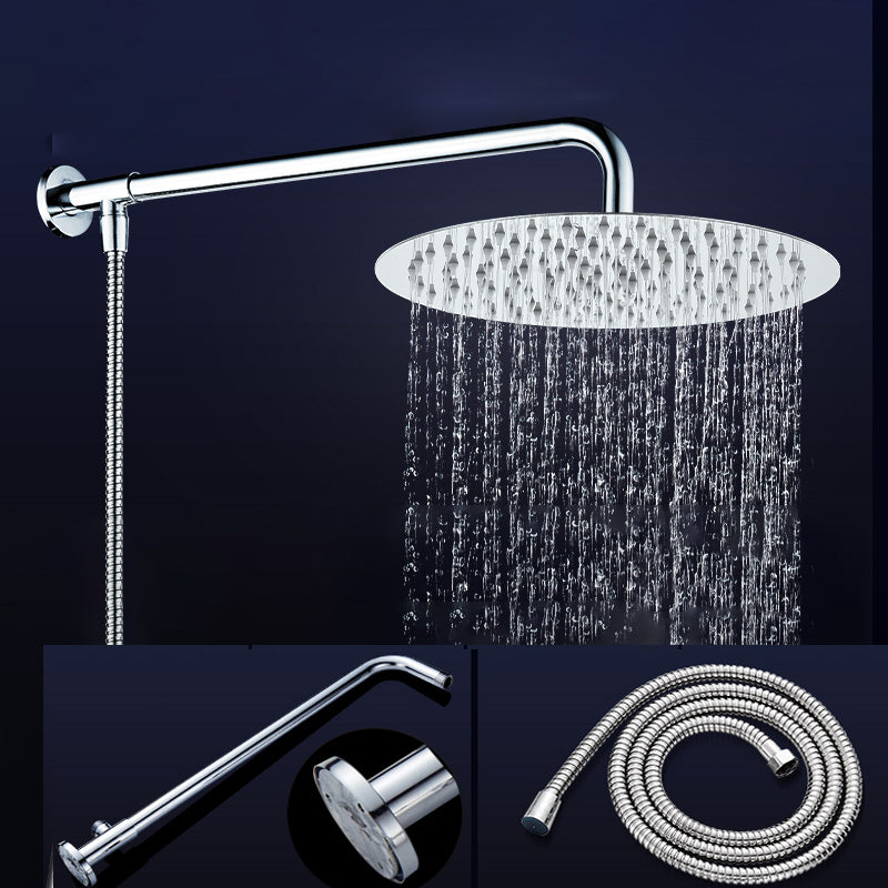 Modern Shower Head Combo Dual Shower Head Stainless Steel Wall-Mount Shower Head Round Top Spray with Horizontal Bar Clearhalo 'Bathroom Remodel & Bathroom Fixtures' 'Home Improvement' 'home_improvement' 'home_improvement_shower_heads' 'Shower Heads' 'shower_heads' 'Showers & Bathtubs Plumbing' 'Showers & Bathtubs' 6645033