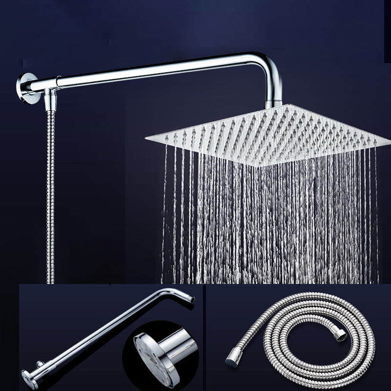 Modern Shower Head Combo Dual Shower Head Stainless Steel Wall-Mount Shower Head Square Top Spray with Horizontal Bar Clearhalo 'Bathroom Remodel & Bathroom Fixtures' 'Home Improvement' 'home_improvement' 'home_improvement_shower_heads' 'Shower Heads' 'shower_heads' 'Showers & Bathtubs Plumbing' 'Showers & Bathtubs' 6645035