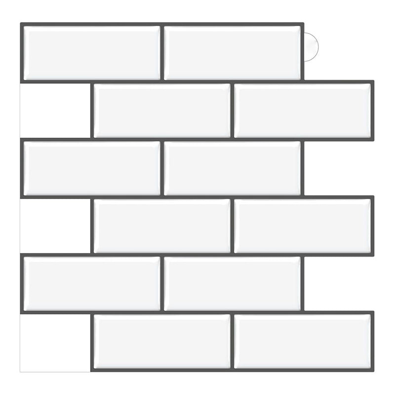 Tile-Peel & Stick Rectangle Waterproof Solid Plastic Peel & Stick Subway Tile for Shower White-Black Clearhalo 'Flooring 'Home Improvement' 'home_improvement' 'home_improvement_peel_stick_blacksplash' 'Peel & Stick Backsplash Tile' 'peel_stick_blacksplash' 'Walls & Ceilings' Walls and Ceiling' 6645306