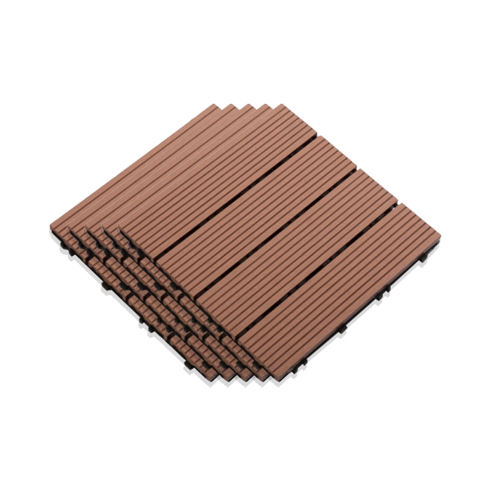 Interlocking Composite Deck Tile Outdoor Patio 11.8" x 11.8" Decktile Red Brown Clearhalo 'Home Improvement' 'home_improvement' 'home_improvement_outdoor_deck_tiles_planks' 'Outdoor Deck Tiles & Planks' 'Outdoor Flooring & Tile' 'Outdoor Remodel' 'outdoor_deck_tiles_planks' 6645344