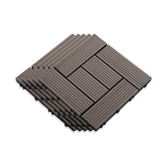 Interlocking Composite Deck Tile Outdoor Patio 11.8" x 11.8" Decktile Black Gray Clearhalo 'Home Improvement' 'home_improvement' 'home_improvement_outdoor_deck_tiles_planks' 'Outdoor Deck Tiles & Planks' 'Outdoor Flooring & Tile' 'Outdoor Remodel' 'outdoor_deck_tiles_planks' 6645355