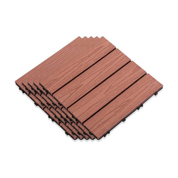 Interlocking Composite Deck Tile Outdoor Patio 11.8" x 11.8" Decktile Rosewood Clearhalo 'Home Improvement' 'home_improvement' 'home_improvement_outdoor_deck_tiles_planks' 'Outdoor Deck Tiles & Planks' 'Outdoor Flooring & Tile' 'Outdoor Remodel' 'outdoor_deck_tiles_planks' 6645361