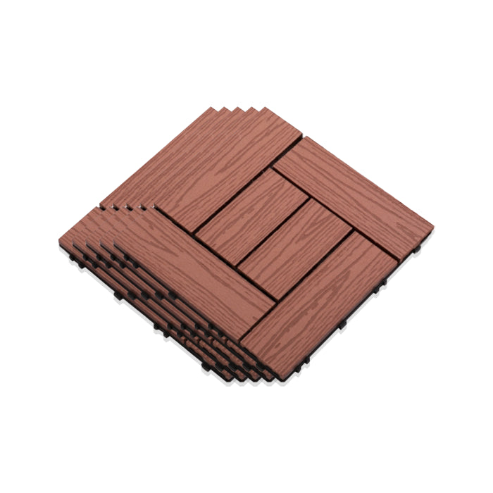 Interlocking Composite Deck Tile Outdoor Patio 11.8" x 11.8" Decktile Red Black Clearhalo 'Home Improvement' 'home_improvement' 'home_improvement_outdoor_deck_tiles_planks' 'Outdoor Deck Tiles & Planks' 'Outdoor Flooring & Tile' 'Outdoor Remodel' 'outdoor_deck_tiles_planks' 6645366