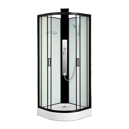 Shower Stall Semi-Frameless Double Sliding Rounded Shower Enclosure Led Lights Not Included Silver Clearhalo 'Bathroom Remodel & Bathroom Fixtures' 'Home Improvement' 'home_improvement' 'home_improvement_shower_stalls_enclosures' 'Shower Stalls & Enclosures' 'shower_stalls_enclosures' 'Showers & Bathtubs' 6646059