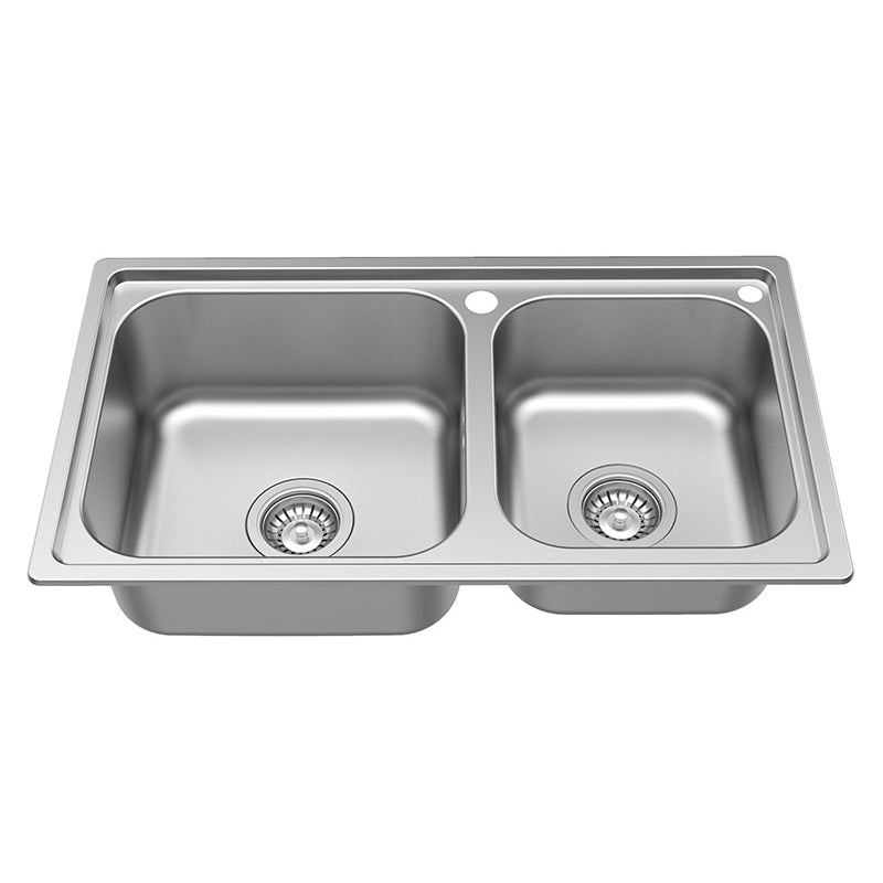 Stainless Steel Kitchen Sink Modern Kitchen Sink with Double Sink(Not Included Faucet) Sink Only Clearhalo 'Home Improvement' 'home_improvement' 'home_improvement_kitchen_sinks' 'Kitchen Remodel & Kitchen Fixtures' 'Kitchen Sinks & Faucet Components' 'Kitchen Sinks' 'kitchen_sinks' 6646078