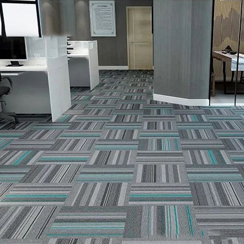 Modern Level Loop Carpet Tiles Stripe Print Interlocking Carpet Floor Tile Green 1'8" x 1'8" Clearhalo 'Carpet Tiles & Carpet Squares' 'carpet_tiles_carpet_squares' 'Flooring 'Home Improvement' 'home_improvement' 'home_improvement_carpet_tiles_carpet_squares' Walls and Ceiling' 6646108