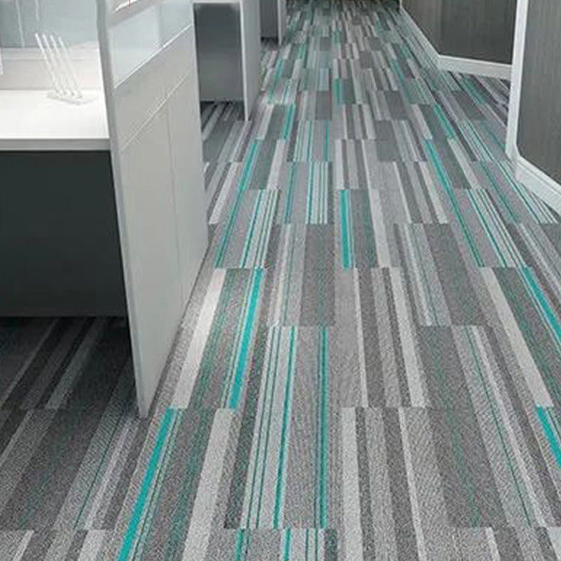 Modern Level Loop Carpet Tiles Stripe Print Interlocking Carpet Floor Tile Green 39"L X 10"W Clearhalo 'Carpet Tiles & Carpet Squares' 'carpet_tiles_carpet_squares' 'Flooring 'Home Improvement' 'home_improvement' 'home_improvement_carpet_tiles_carpet_squares' Walls and Ceiling' 6646109