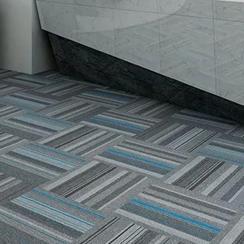 Modern Level Loop Carpet Tiles Stripe Print Interlocking Carpet Floor Tile Blue 1'8" x 1'8" Clearhalo 'Carpet Tiles & Carpet Squares' 'carpet_tiles_carpet_squares' 'Flooring 'Home Improvement' 'home_improvement' 'home_improvement_carpet_tiles_carpet_squares' Walls and Ceiling' 6646114