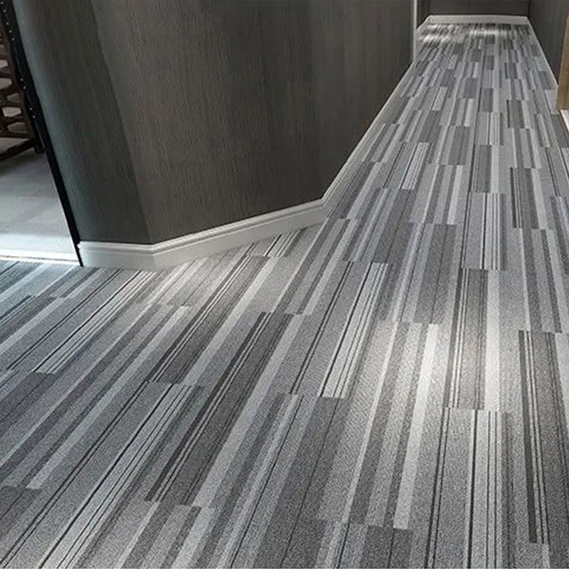 Modern Level Loop Carpet Tiles Stripe Print Interlocking Floor Tile Clearhalo