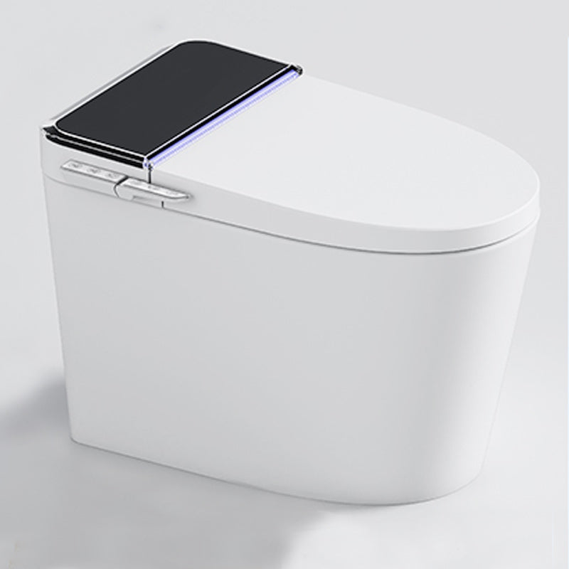 Elongated Contemporary Smart Toilet White Ceramic Foot Sensor Black Manual Flip (Standard) Clearhalo 'Bathroom Remodel & Bathroom Fixtures' 'Bidets' 'Home Improvement' 'home_improvement' 'home_improvement_bidets' 'Toilets & Bidets' 6648445