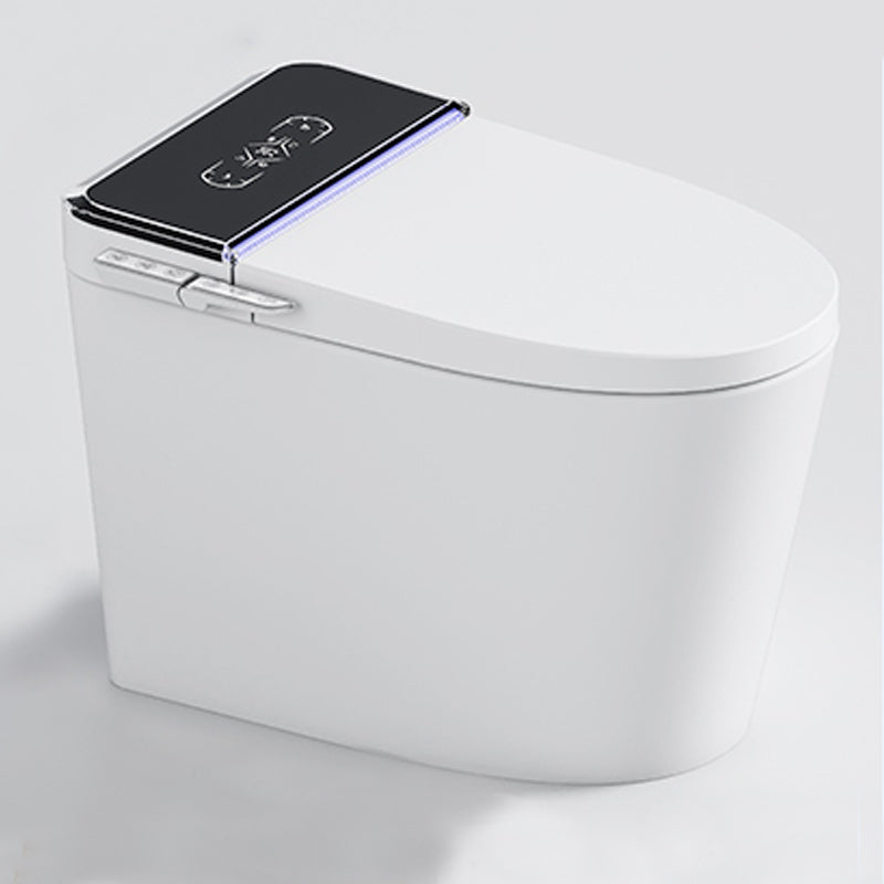 Elongated Contemporary Smart Toilet White Ceramic Foot Sensor Black Manual Flip (Medium Configuration Version) Clearhalo 'Bathroom Remodel & Bathroom Fixtures' 'Bidets' 'Home Improvement' 'home_improvement' 'home_improvement_bidets' 'Toilets & Bidets' 6648448