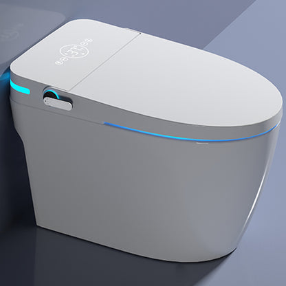 Smart Toilet Elongated Foot Sensor Contemporary Ceramic White Automatic Flip (Automatic Version) No Clearhalo 'Bathroom Remodel & Bathroom Fixtures' 'Bidets' 'Home Improvement' 'home_improvement' 'home_improvement_bidets' 'Toilets & Bidets' 6648564