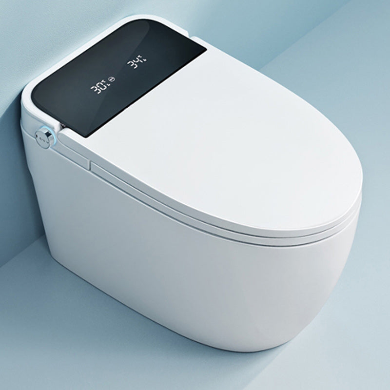 Foot Sensor Contemporary Ceramic White Elongated Smart Toilet Sensor Lid (Top Configuration) Clearhalo 'Bathroom Remodel & Bathroom Fixtures' 'Bidets' 'Home Improvement' 'home_improvement' 'home_improvement_bidets' 'Toilets & Bidets' 6648581