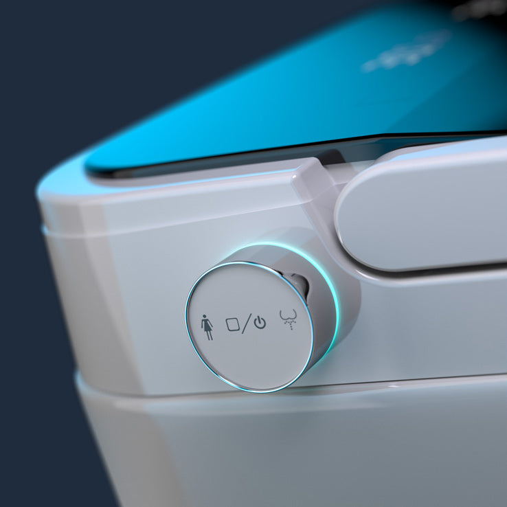 Foot Sensor Contemporary Ceramic White Elongated Smart Toilet Clearhalo 'Bathroom Remodel & Bathroom Fixtures' 'Bidets' 'Home Improvement' 'home_improvement' 'home_improvement_bidets' 'Toilets & Bidets' 6648587