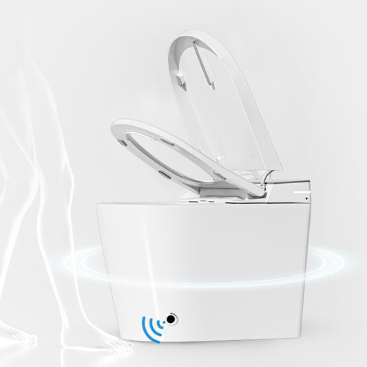 Contemporary Foot Sensor Elongated White Ceramic Smart Toilet Clearhalo 'Bathroom Remodel & Bathroom Fixtures' 'Bidets' 'Home Improvement' 'home_improvement' 'home_improvement_bidets' 'Toilets & Bidets' 6648623