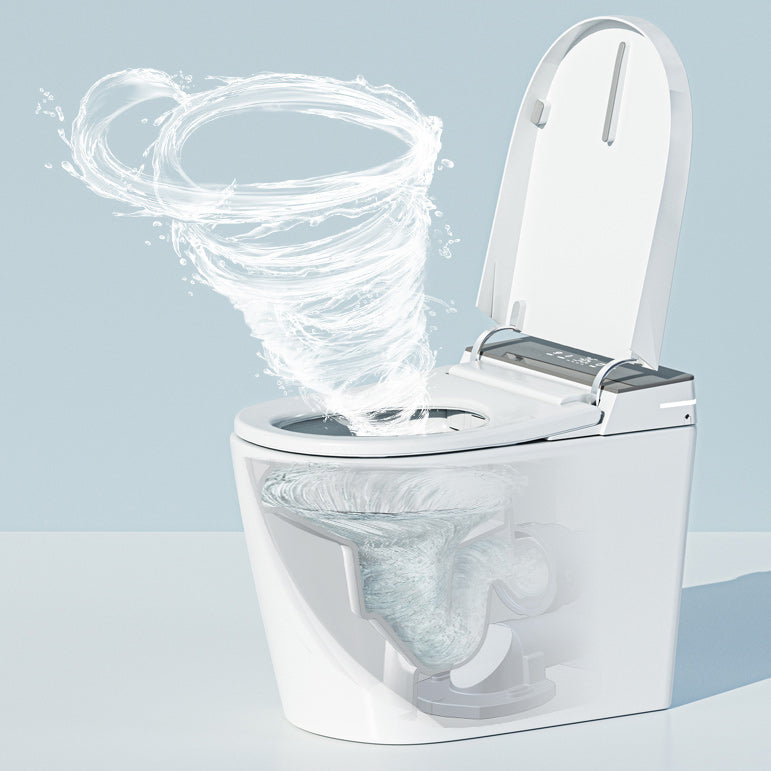 Contemporary Foot Sensor Elongated White Ceramic Smart Toilet Clearhalo 'Bathroom Remodel & Bathroom Fixtures' 'Bidets' 'Home Improvement' 'home_improvement' 'home_improvement_bidets' 'Toilets & Bidets' 6648629