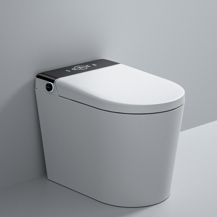 Elongated White Ceramic Contemporary Foot Sensor Smart Toilet Kicking and Flushing (Comfortable Style) Clearhalo 'Bathroom Remodel & Bathroom Fixtures' 'Bidets' 'Home Improvement' 'home_improvement' 'home_improvement_bidets' 'Toilets & Bidets' 6648634