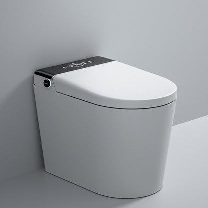 Elongated White Ceramic Contemporary Foot Sensor Smart Toilet Kicking and Flushing (Comfortable Style) Clearhalo 'Bathroom Remodel & Bathroom Fixtures' 'Bidets' 'Home Improvement' 'home_improvement' 'home_improvement_bidets' 'Toilets & Bidets' 6648634