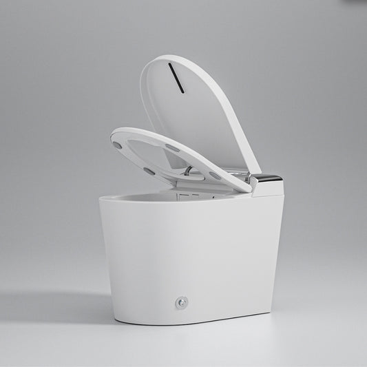 Elongated White Ceramic Contemporary Foot Sensor Smart Toilet Clearhalo 'Bathroom Remodel & Bathroom Fixtures' 'Bidets' 'Home Improvement' 'home_improvement' 'home_improvement_bidets' 'Toilets & Bidets' 6648635
