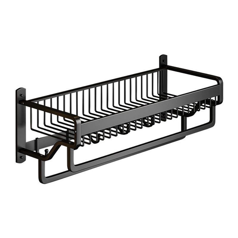 Matte Black 2-Piece Modern Bathroom Accessory as Individual Or as a Set with Bath Shelf Clearhalo 'Bathroom Hardware Sets' 'Bathroom Hardware' 'Bathroom Remodel & Bathroom Fixtures' 'bathroom_hardware_sets' 'Home Improvement' 'home_improvement' 'home_improvement_bathroom_hardware_sets' 6648789