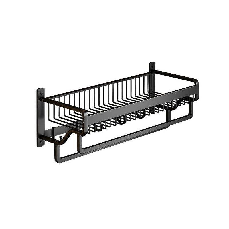 Matte Black 2-Piece Modern Bathroom Accessory as Individual Or as a Set with Bath Shelf Double Bars Towel Rack (22"L) Clearhalo 'Bathroom Hardware Sets' 'Bathroom Hardware' 'Bathroom Remodel & Bathroom Fixtures' 'bathroom_hardware_sets' 'Home Improvement' 'home_improvement' 'home_improvement_bathroom_hardware_sets' 6648791