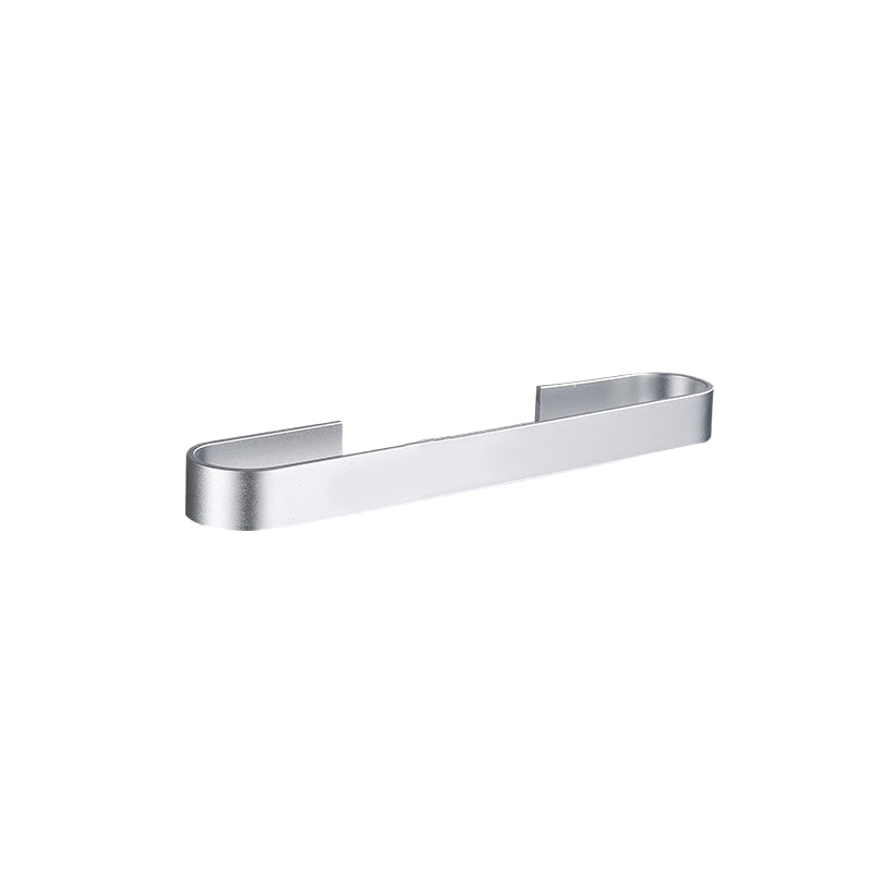 Contemporary 2-Piece Bathroom Accessory Set Aluminum Stainless Towel Bar 10" Silver 1 Piece Clearhalo 'Bathroom Hardware Sets' 'Bathroom Hardware' 'Bathroom Remodel & Bathroom Fixtures' 'bathroom_hardware_sets' 'Home Improvement' 'home_improvement' 'home_improvement_bathroom_hardware_sets' 6648879