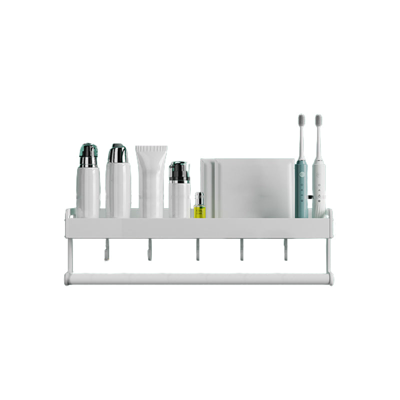 2-Piece Modern Bathroom Accessory Set White Rectangular Bath Shelf 1 Piece 1 Towel Rail Included Clearhalo 'Bathroom Hardware Sets' 'Bathroom Hardware' 'Bathroom Remodel & Bathroom Fixtures' 'bathroom_hardware_sets' 'Home Improvement' 'home_improvement' 'home_improvement_bathroom_hardware_sets' 6648909