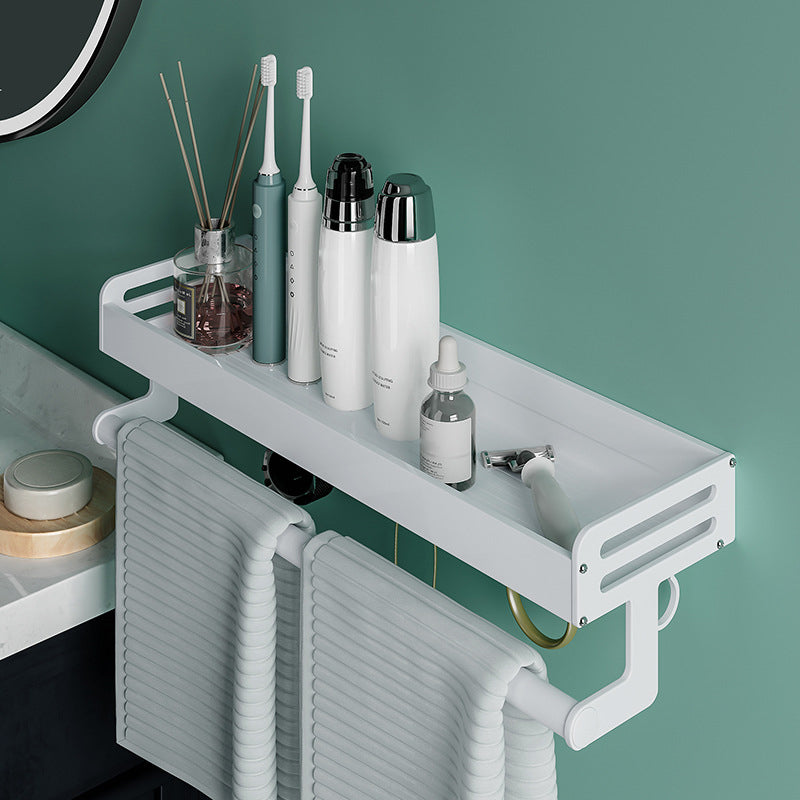2-Piece Modern Bathroom Accessory Set White Rectangular Bath Shelf Clearhalo 'Bathroom Hardware Sets' 'Bathroom Hardware' 'Bathroom Remodel & Bathroom Fixtures' 'bathroom_hardware_sets' 'Home Improvement' 'home_improvement' 'home_improvement_bathroom_hardware_sets' 6648910