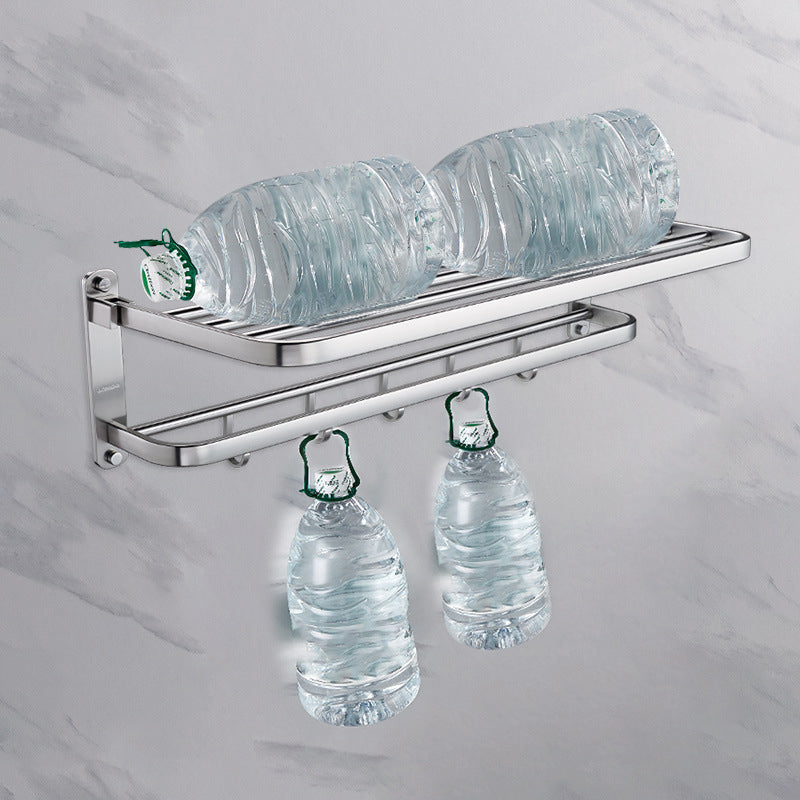 Contemporary Bathroom Accessory Set in Aluminum with Towel Bar/Bath Shelf Clearhalo 'Bathroom Hardware Sets' 'Bathroom Hardware' 'Bathroom Remodel & Bathroom Fixtures' 'bathroom_hardware_sets' 'Home Improvement' 'home_improvement' 'home_improvement_bathroom_hardware_sets' 6649092