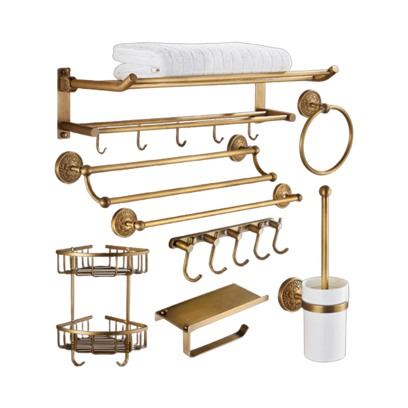Traditional Bathroom Accessory Kit Gold Paper Holder Bathroom Set Clearhalo 'Bathroom Hardware Sets' 'Bathroom Hardware' 'Bathroom Remodel & Bathroom Fixtures' 'bathroom_hardware_sets' 'Home Improvement' 'home_improvement' 'home_improvement_bathroom_hardware_sets' 6649210