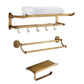 Traditional Bathroom Accessory Kit Gold Paper Holder Bathroom Set 3-Piece Set (Double Rods) Clearhalo 'Bathroom Hardware Sets' 'Bathroom Hardware' 'Bathroom Remodel & Bathroom Fixtures' 'bathroom_hardware_sets' 'Home Improvement' 'home_improvement' 'home_improvement_bathroom_hardware_sets' 6649221