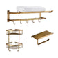 Traditional Bathroom Accessory Kit Gold Paper Holder Bathroom Set 3-Piece Set(Double Deck Shelves) Clearhalo 'Bathroom Hardware Sets' 'Bathroom Hardware' 'Bathroom Remodel & Bathroom Fixtures' 'bathroom_hardware_sets' 'Home Improvement' 'home_improvement' 'home_improvement_bathroom_hardware_sets' 6649228