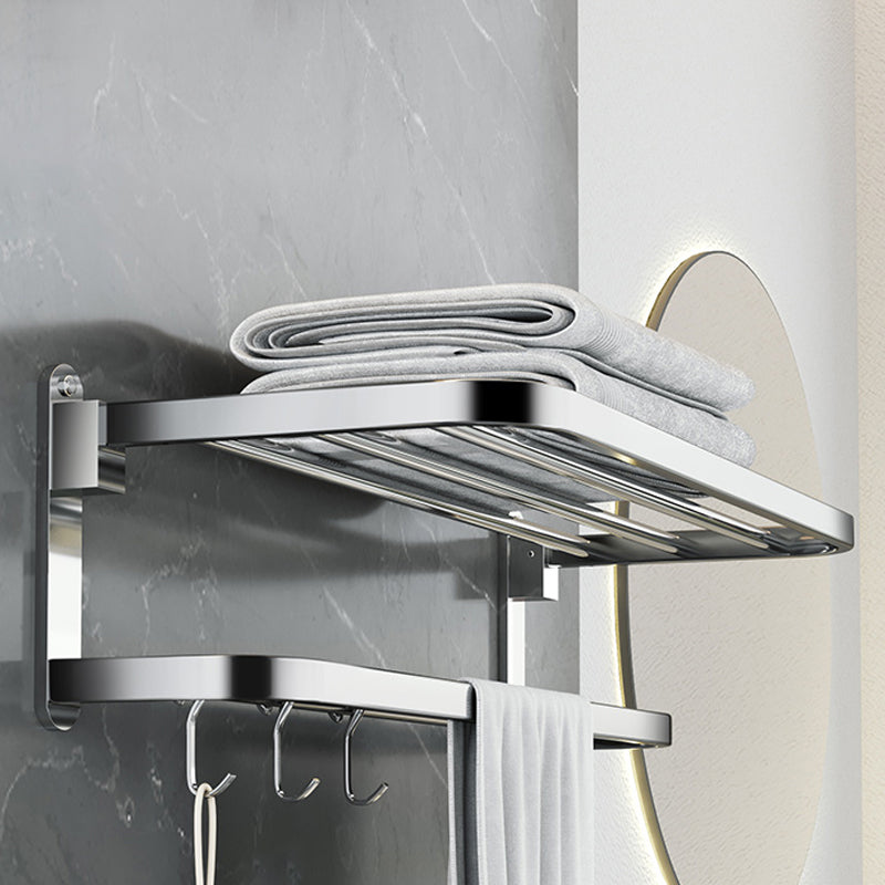 Polished Chrome Modern Bathroom Accessory Set in Stainless with Bath Shelf/Towel Bar Clearhalo 'Bathroom Hardware Sets' 'Bathroom Hardware' 'Bathroom Remodel & Bathroom Fixtures' 'bathroom_hardware_sets' 'Home Improvement' 'home_improvement' 'home_improvement_bathroom_hardware_sets' 6649262