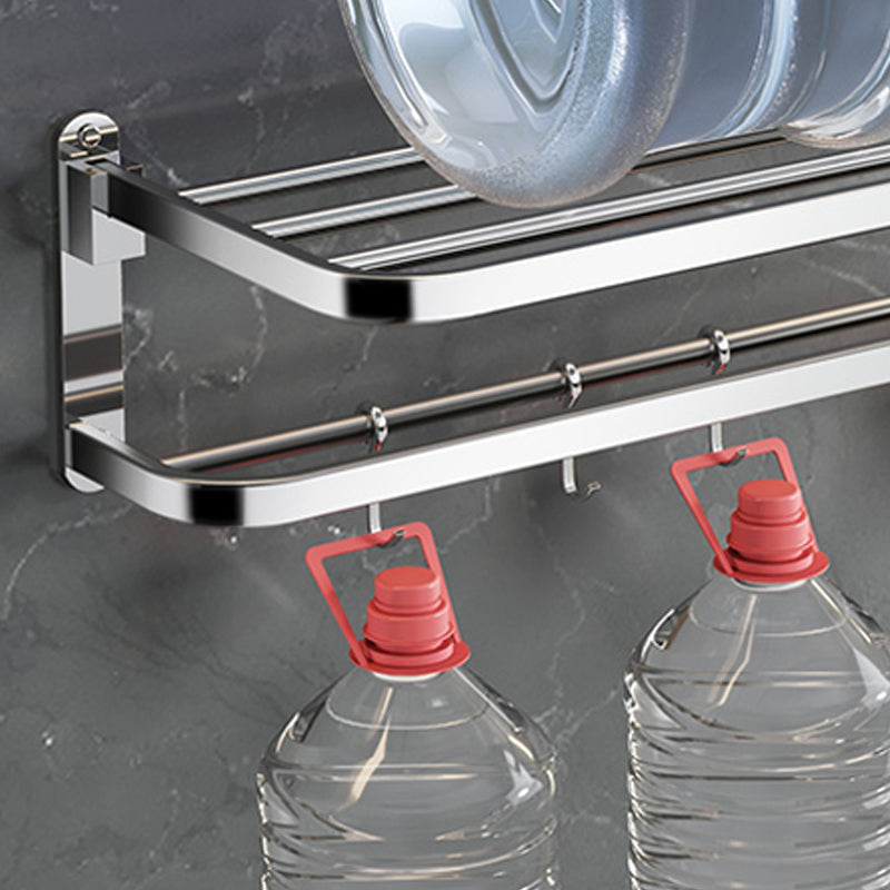 Polished Chrome Modern Bathroom Accessory Set in Stainless with Bath Shelf/Towel Bar Clearhalo 'Bathroom Hardware Sets' 'Bathroom Hardware' 'Bathroom Remodel & Bathroom Fixtures' 'bathroom_hardware_sets' 'Home Improvement' 'home_improvement' 'home_improvement_bathroom_hardware_sets' 6649277