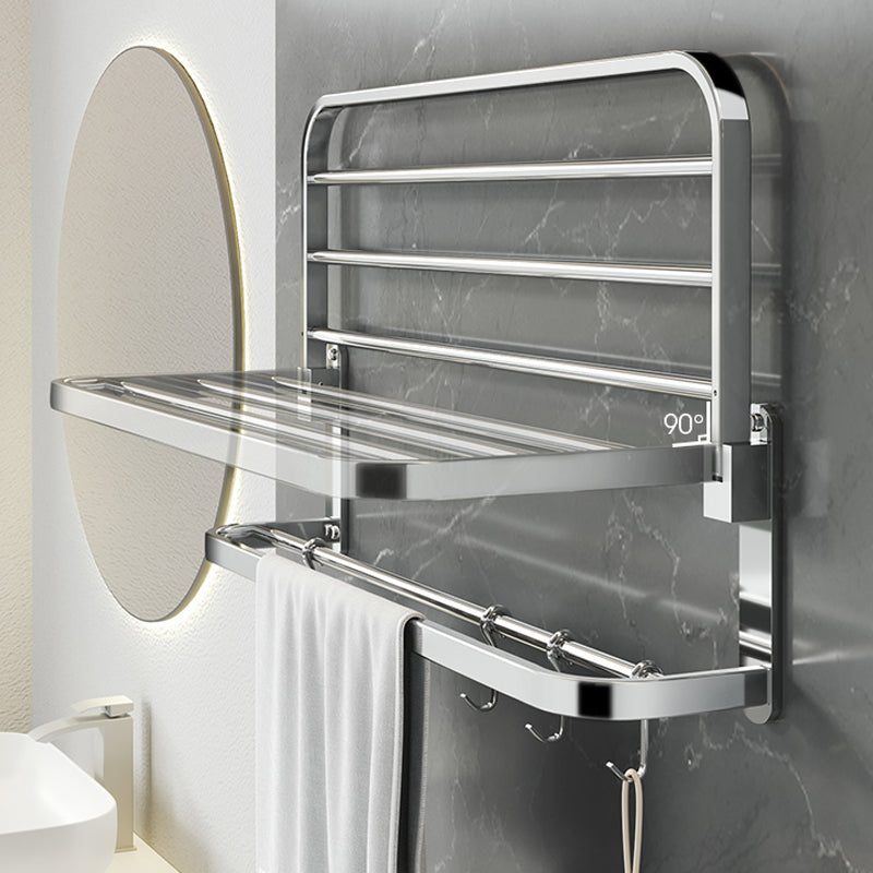 Polished Chrome Modern Bathroom Accessory Set in Stainless with Bath Shelf/Towel Bar Clearhalo 'Bathroom Hardware Sets' 'Bathroom Hardware' 'Bathroom Remodel & Bathroom Fixtures' 'bathroom_hardware_sets' 'Home Improvement' 'home_improvement' 'home_improvement_bathroom_hardware_sets' 6649278