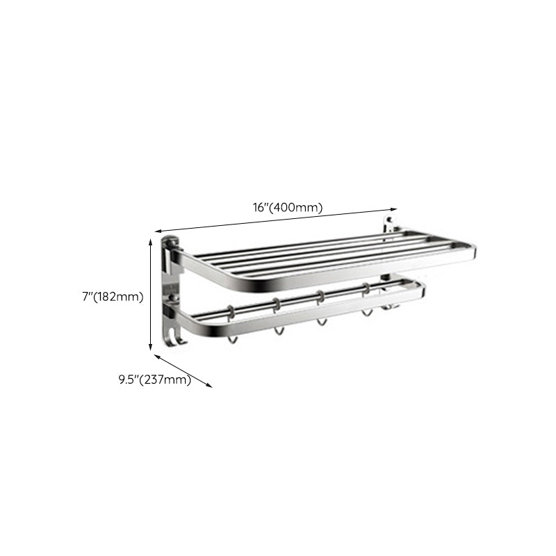 Polished Chrome Modern Bathroom Accessory Set in Stainless with Bath Shelf/Towel Bar Clearhalo 'Bathroom Hardware Sets' 'Bathroom Hardware' 'Bathroom Remodel & Bathroom Fixtures' 'bathroom_hardware_sets' 'Home Improvement' 'home_improvement' 'home_improvement_bathroom_hardware_sets' 6649290