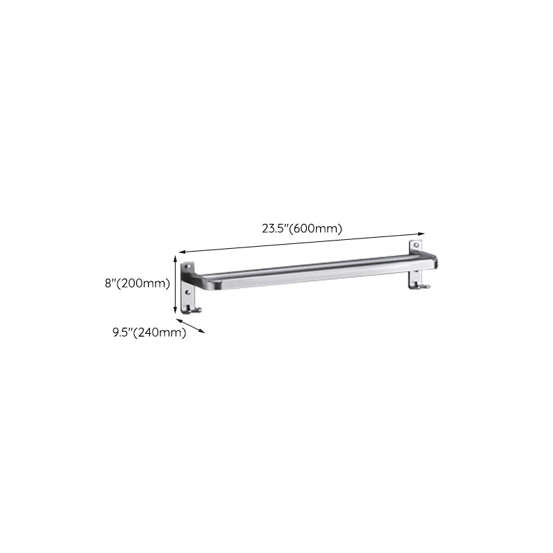 Polished Chrome Modern Bathroom Accessory Set in Stainless with Bath Shelf/Towel Bar Clearhalo 'Bathroom Hardware Sets' 'Bathroom Hardware' 'Bathroom Remodel & Bathroom Fixtures' 'bathroom_hardware_sets' 'Home Improvement' 'home_improvement' 'home_improvement_bathroom_hardware_sets' 6649293