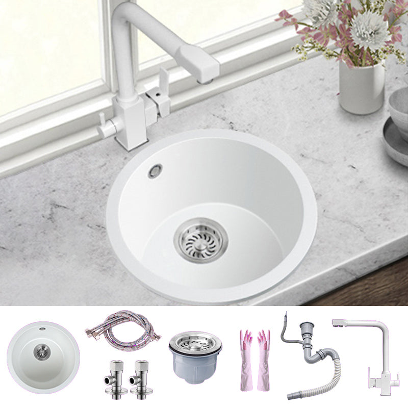 White Single Bowl Kitchen Sink with Drain Strainer Kit 1 Holes Sink 14"L x 14"W x 8"H Sink with Faucet 3-in-1 Purifying Faucet Clearhalo 'Home Improvement' 'home_improvement' 'home_improvement_kitchen_sinks' 'Kitchen Remodel & Kitchen Fixtures' 'Kitchen Sinks & Faucet Components' 'Kitchen Sinks' 'kitchen_sinks' 6652707